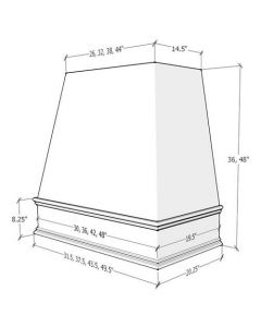 Croydon Grey Shaker 30''x36'' Tapered Classic Moulding Smooth Hood Cover AC