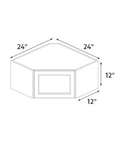 Sedona White 24''x12'' Diagonal Corner Wall Cabinet with Glass Door AC