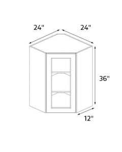 Bridgeport Royal Cream 24''x36'' Diagonal Corner Wall Cabinet with Glass Door AC