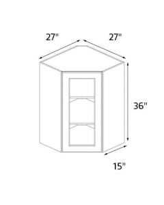 Mink Shaker 27''x36'' Diagonal Corner Wall Cabinet with Glass Door AC
