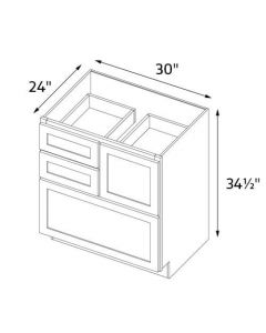 Essence White Shaker 30" Wide Multi Drawer Storage Cabinet AC