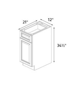 Milton White 12" Wide Single Door / Drawer Vanity Base Cabinet AC