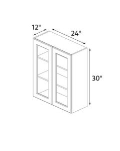 Sedona White 24''x30'' Glass Door Wall Cabinet RTA