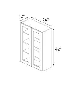 Pearl Shaker 24''x42'' Glass Door Wall Cabinet RTA