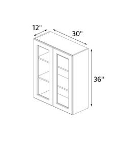 Sedona White 30''x36'' Glass Door Wall Cabinet RTA