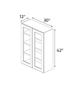 Sedona White 30''x42'' Glass Door Wall Cabinet RTA