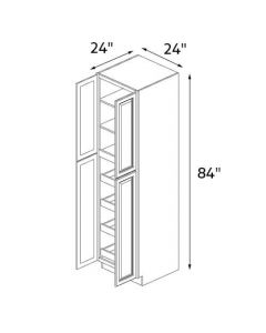Bridgeport Royal Cream 24''x84'' Four Door Pantry Cabinet with Four Rollout Shelves AC