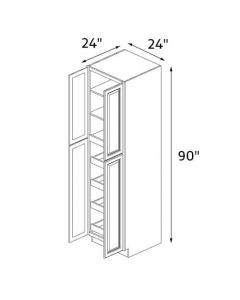 Bridgeport Royal Cream 24''x90'' Four Door Pantry Cabinet with Four Rollout Shelves AC