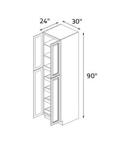Bridgeport Royal Cream 30''x90'' Four Door Pantry Cabinet with Four Rollout Shelves AC