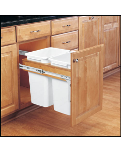 Top Mount Maple Pullout w/ Double 35qt Waste Container and Ball Bearing Soft-Close