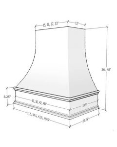 Mink Shaker 30''x36'' Curved Classic Moulding Smooth Hood Cover RTA
