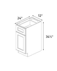 Pearl Shaker 12" Wide Single Door / Drawer Base Cabinet RTA