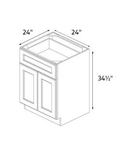 Mink Shaker 24" Wide Double Door / Single Drawer Base Cabinet RTA