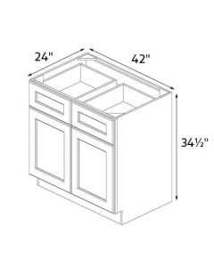 Mink Shaker 42" Wide Double Door / Drawer Base Cabinet RTA