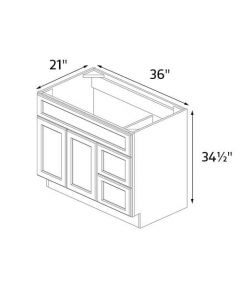 Chester Slate Grey 36'' Wide Vanity Base Cabinet AC (Drawers on Right)