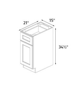 Roasted Brown Shaker 15" Wide Single Door / Drawer Vanity Base Cabinet RTA