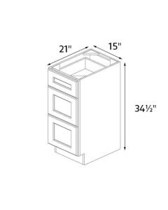 Foggy Grey Shaker 15'' Wide Three Drawer Vanity Base Cabinet RTA