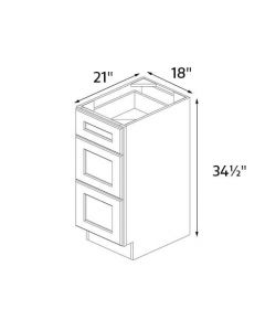 Chester Slate Grey 18'' Wide Three Drawer Vanity Base Cabinet AC