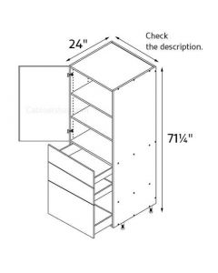 Sorrento Latte 12''x71-1/4'' Wide Single Door / Three Drawer Pantry Cabinet AC