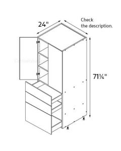 Sorrento Latte 24''x71-1/4'' Wide Double Door / Three Drawer Pantry Cabinet AC