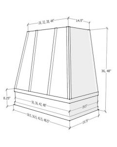 Windsor Cinnamon 30''x48'' Tapered Block Moulding Strapped Hood Cover RTA