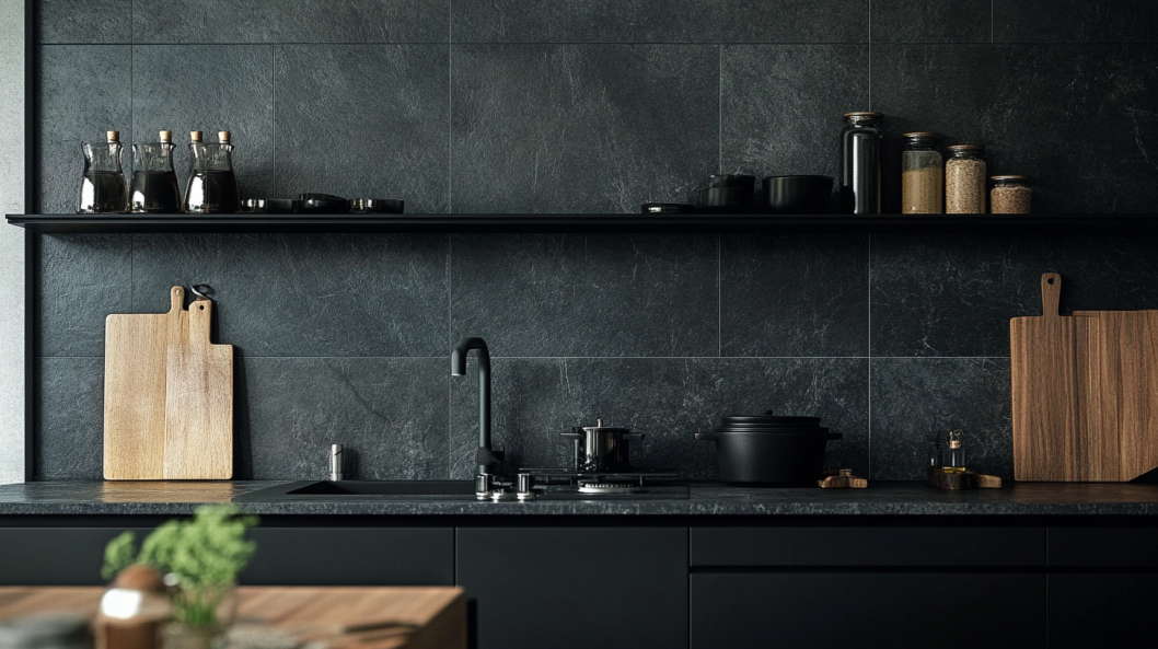 Bold and Elegant Dark Gray Backsplash
