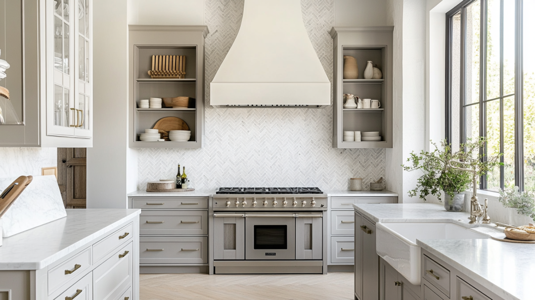 Elegant Simplicity with Delicate White Chevron Backsplash
