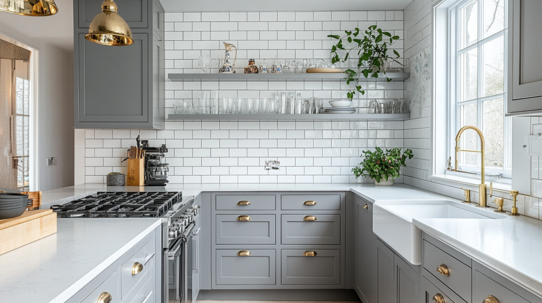 Soft Elegance with Rounded White Tile Backsplashes