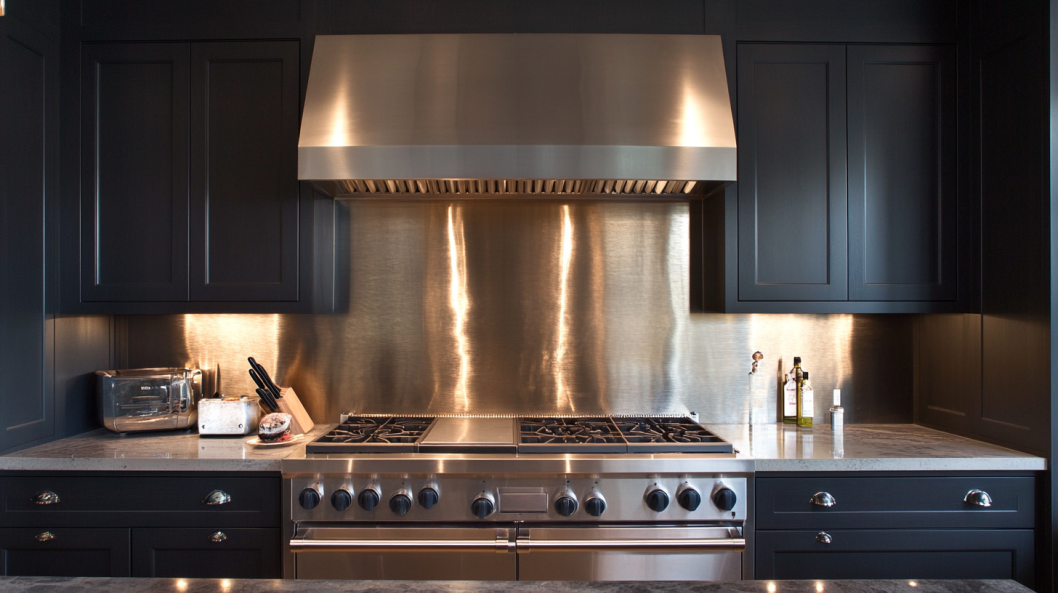 Striking Metallic Backsplash Ideas for Dark Gray Cabinets