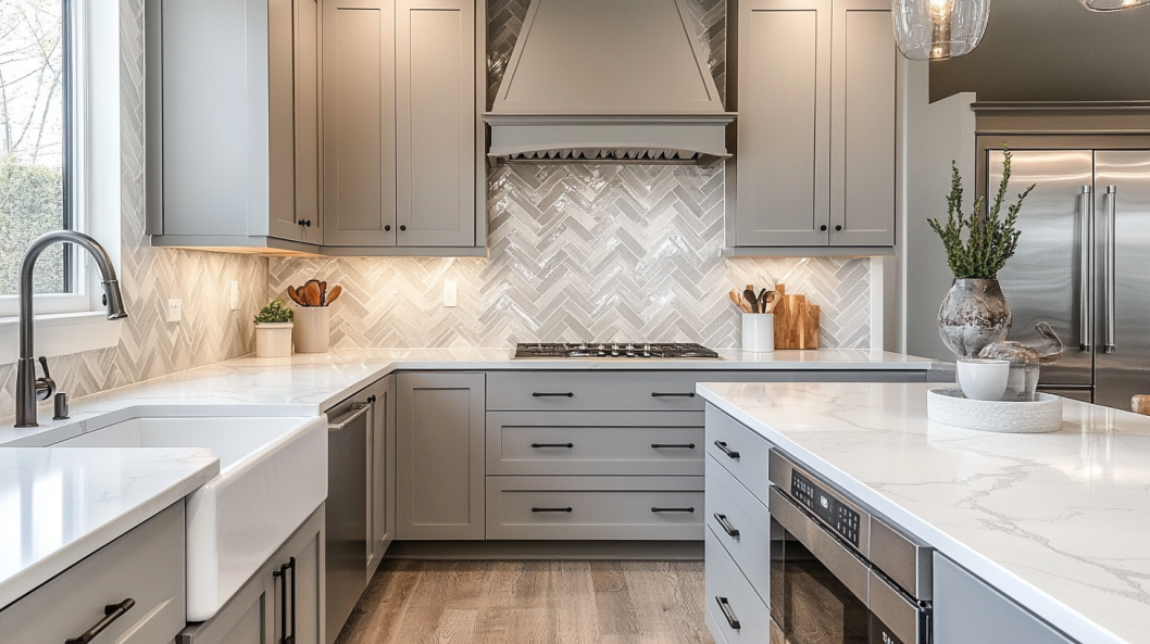 Warm Harmony  Caramel and Gray Backsplash Combinations