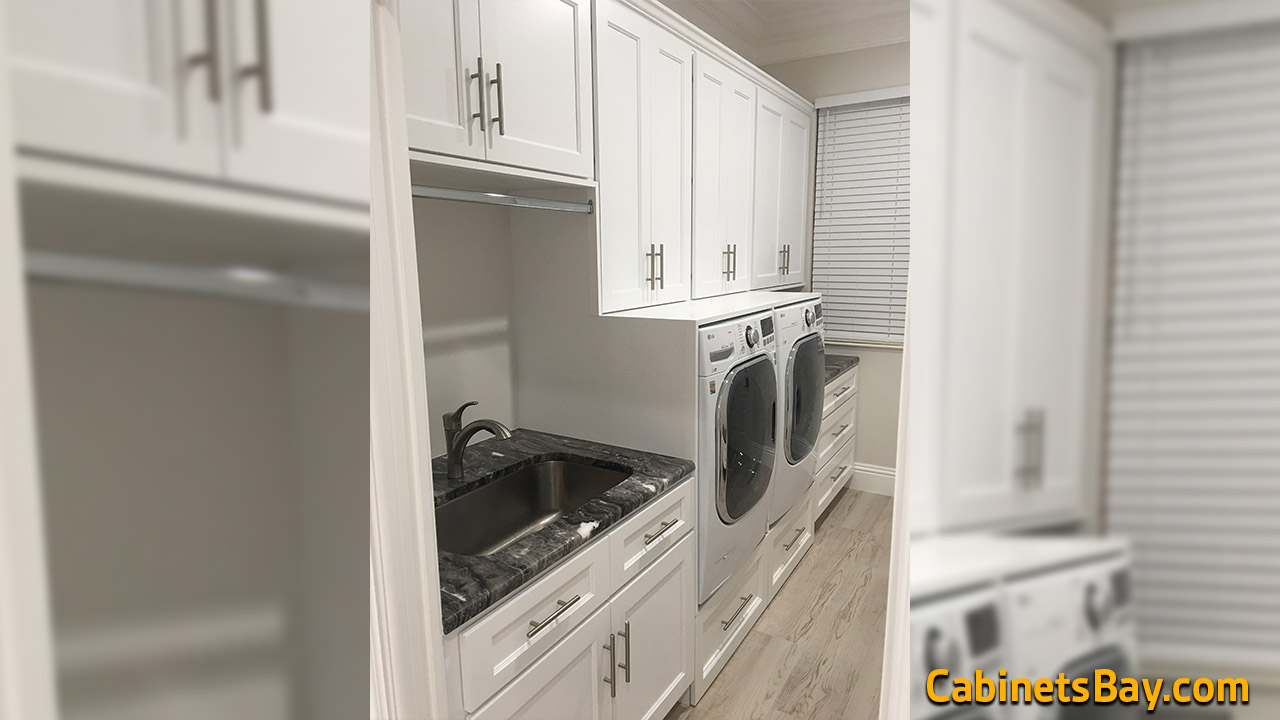 Chester White Pre-Assembled Cabinets for laundry room